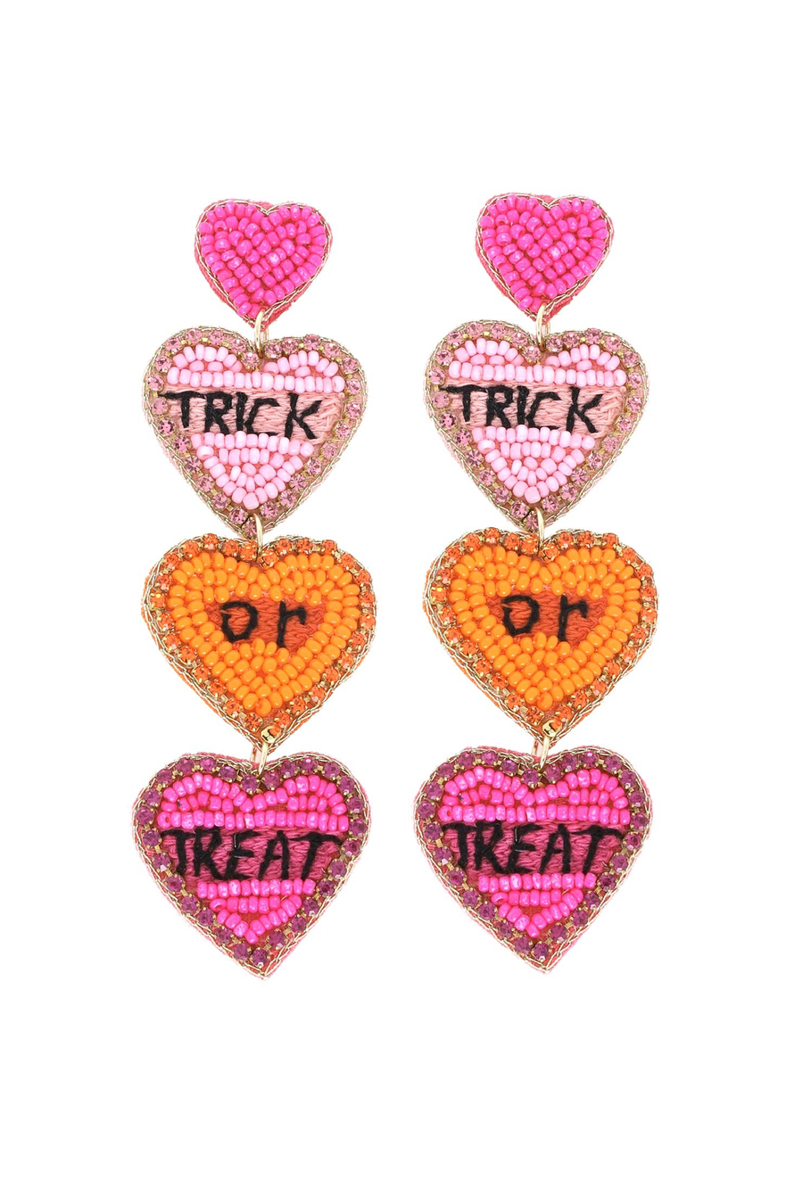  Trick or Treat Beaded Heart Drop Earrings - Madison and Mallory