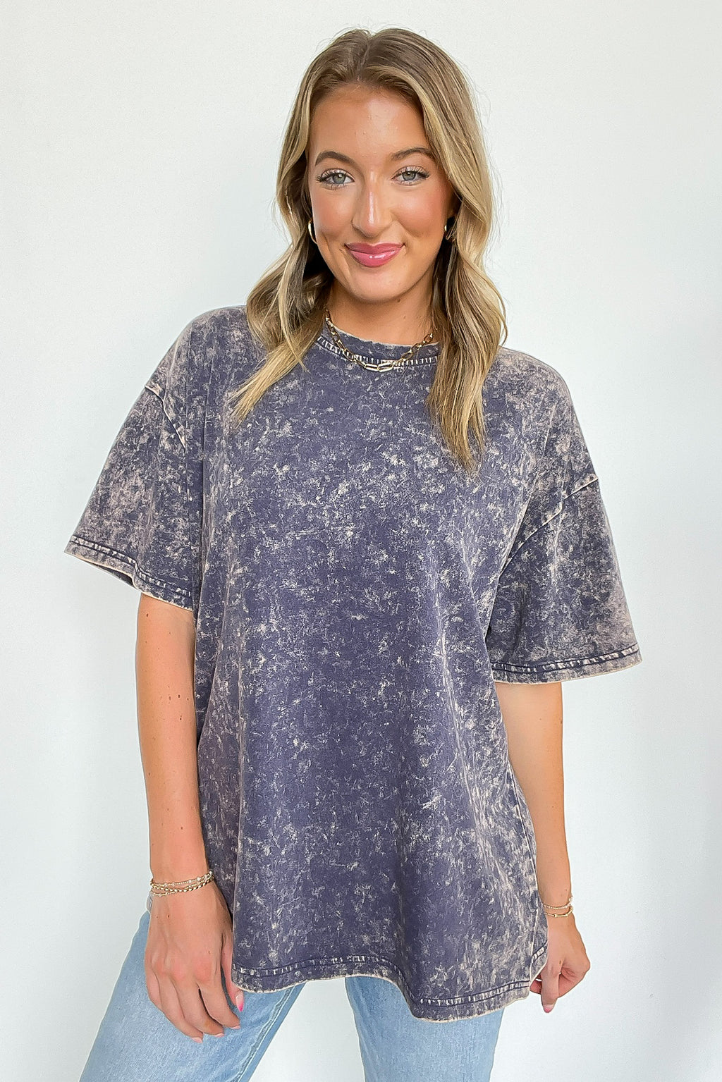 Blackberry / SM Blank Space Acid Wash Oversized Tee - Madison and Mallory