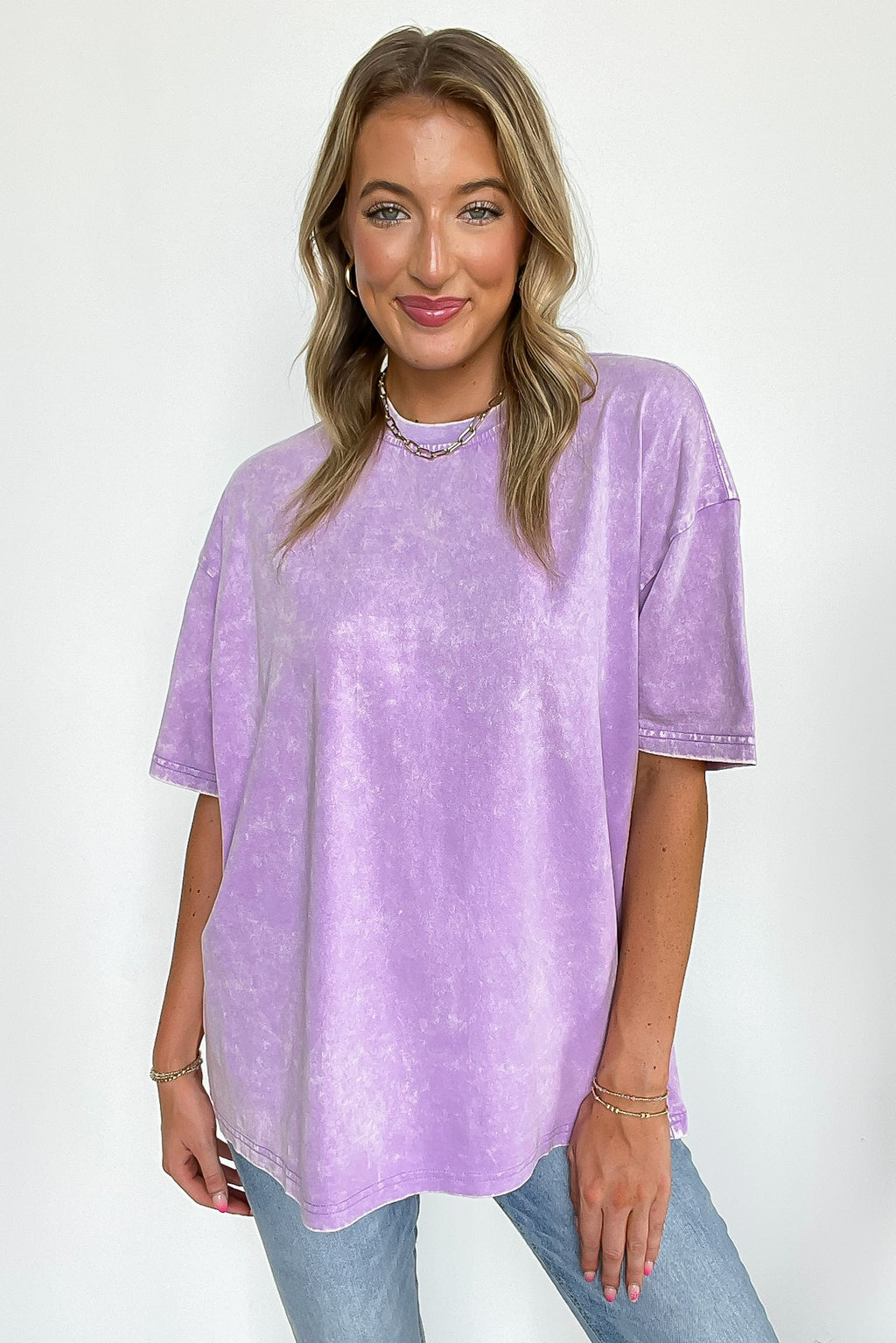 Bright Lavender / SM Blank Space Acid Wash Oversized Tee - BACK IN STOCK - Madison and Mallory