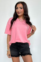 Bright Pink / SM Blank Space Acid Wash Oversized Tee - Madison and Mallory
