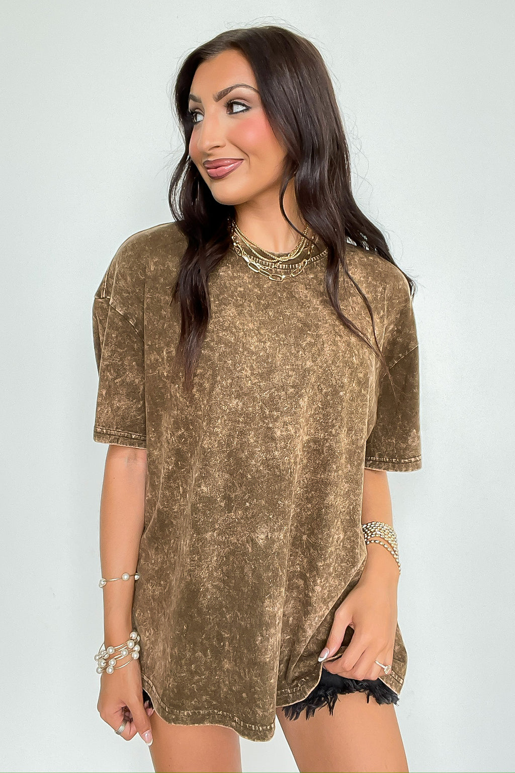 Blank Space Acid Wash Oversized Tee