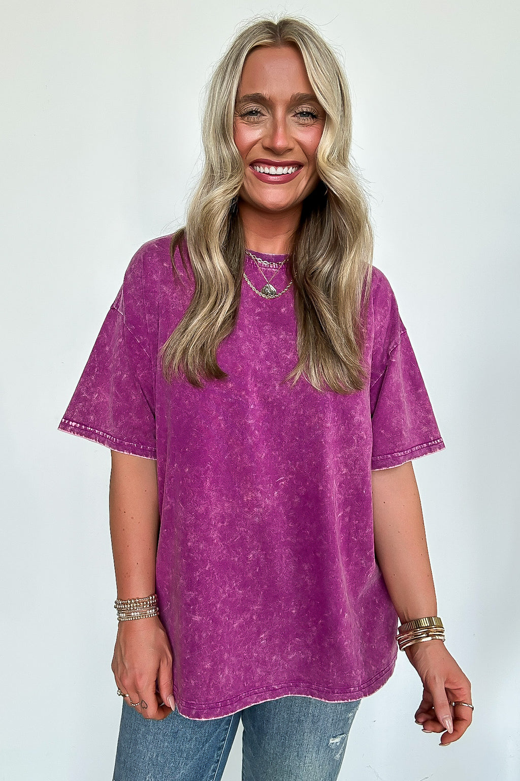 Light Plum / SM Blank Space Acid Wash Oversized Tee - Madison and Mallory