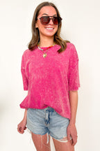 Ash Pink / SM Blank Space Acid Wash Oversized Tee - Madison and Mallory