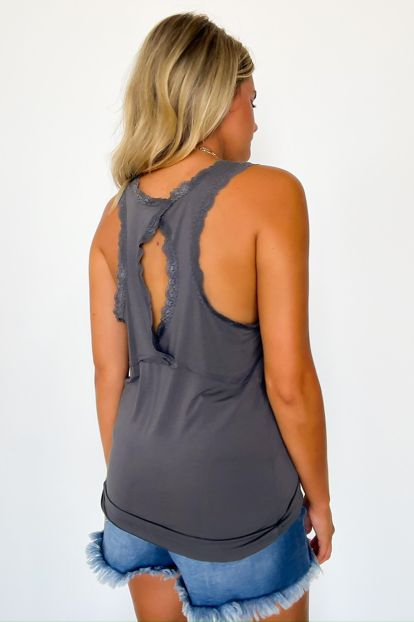  Blissful Direction Lace Trim Button Tank Top - BACK IN STOCK - Madison and Mallory