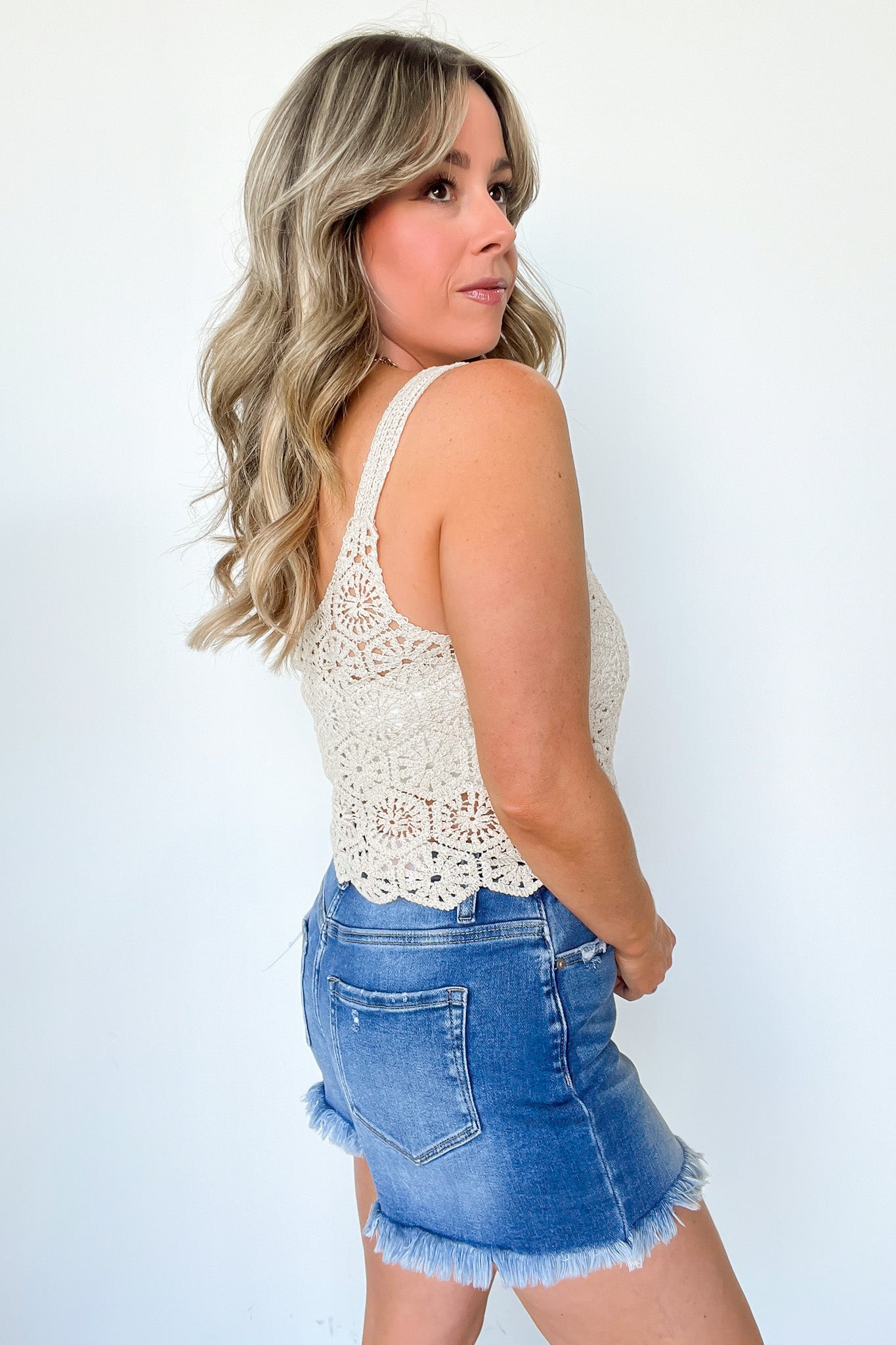  Blissful Ease Crochet Tank Top - Madison and Mallory