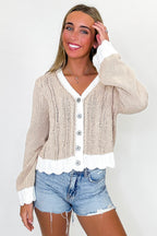 Latte / S Bloom Button Knit Cardigan Sweater - FINAL SALE - Madison and Mallory