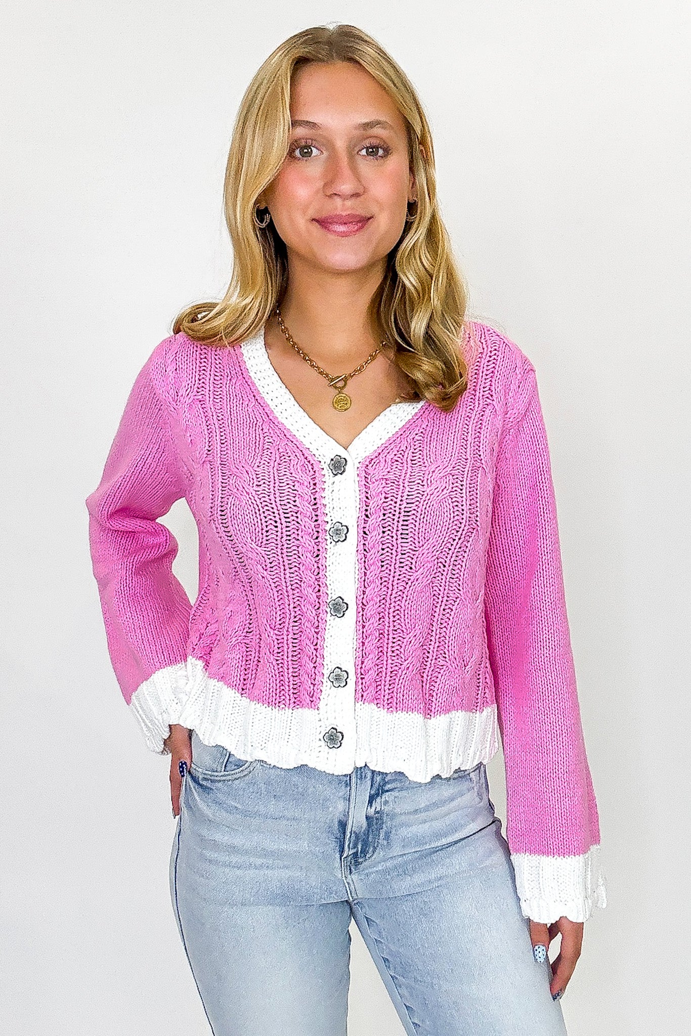 Bloom Button Knit Cardigan Sweater - Madison and Mallory