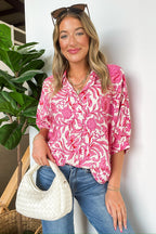 Bloom Ease Floral Print Short Dolman Sleeves Blouse - Madison and Mallory