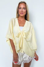 Creamy Yellow / S Bloom Dimension Embroidered Kimono Cardigan - Madison and Mallory