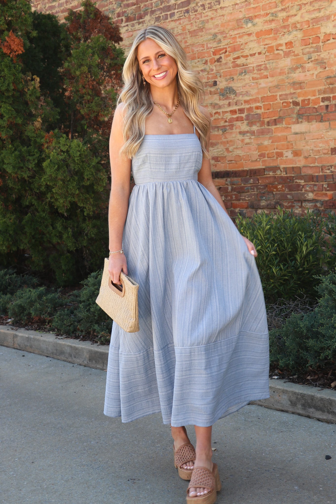 Blue Haven Striped Midi Dress S / Denim Blue Haven Striped Midi Dress S / Denim