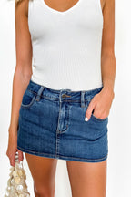 S / Dark Denim Blue Jean Babe Denim Skort - Madison and Mallory