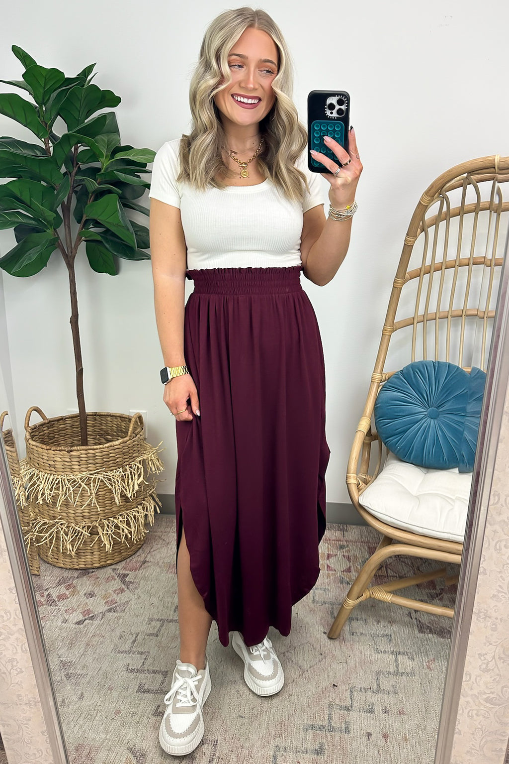 Boheme Smocked Waist Maxi Skirt - FINAL SALE - Madison and Mallory
