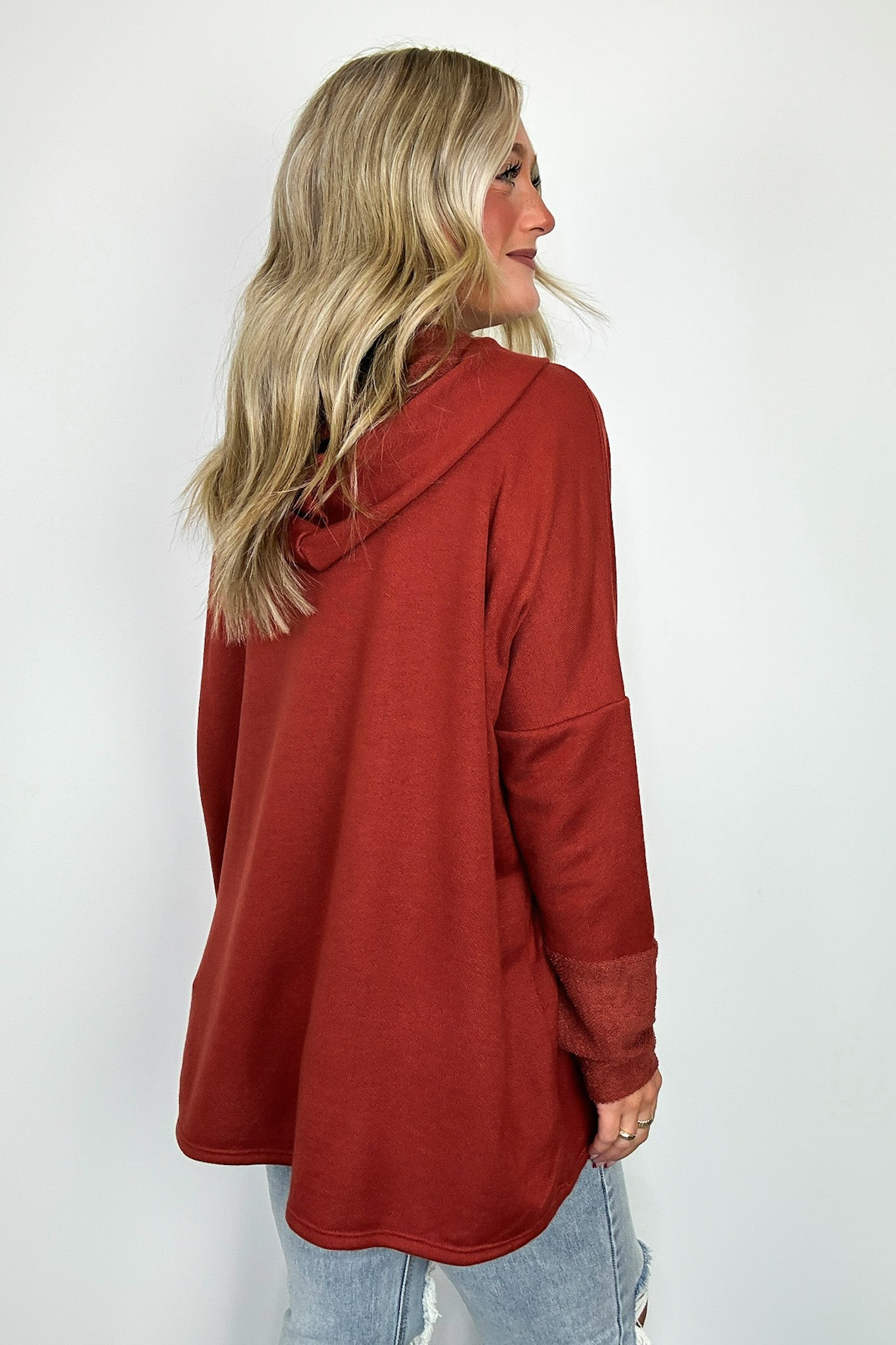 Boho Bliss Contrast Hooded Relaxed Fit Pullover - FINAL SALE - Madison and Mallory