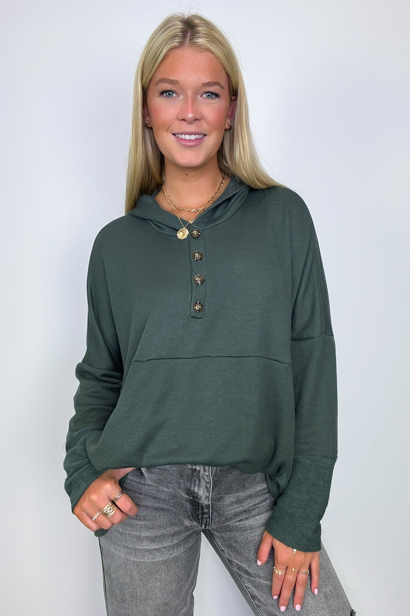  Boho Bliss Contrast Hooded Relaxed Fit Pullover - Madison and Mallory