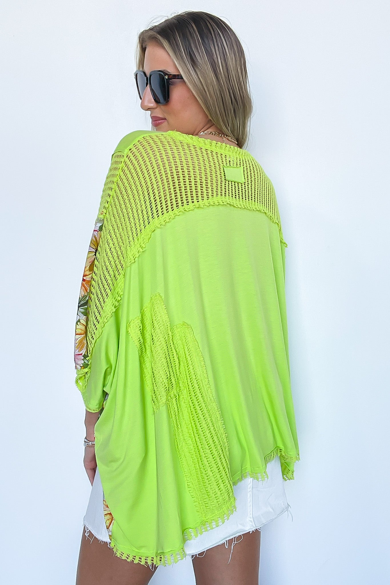 Boho Drift Oversize High Low Patchwork Floral Contrast Top - FINAL SALE - Madison and Mallory