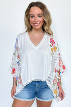 Boho Drift Oversize High Low Patchwork Floral Contrast Top - FINAL SALE - Madison and Mallory