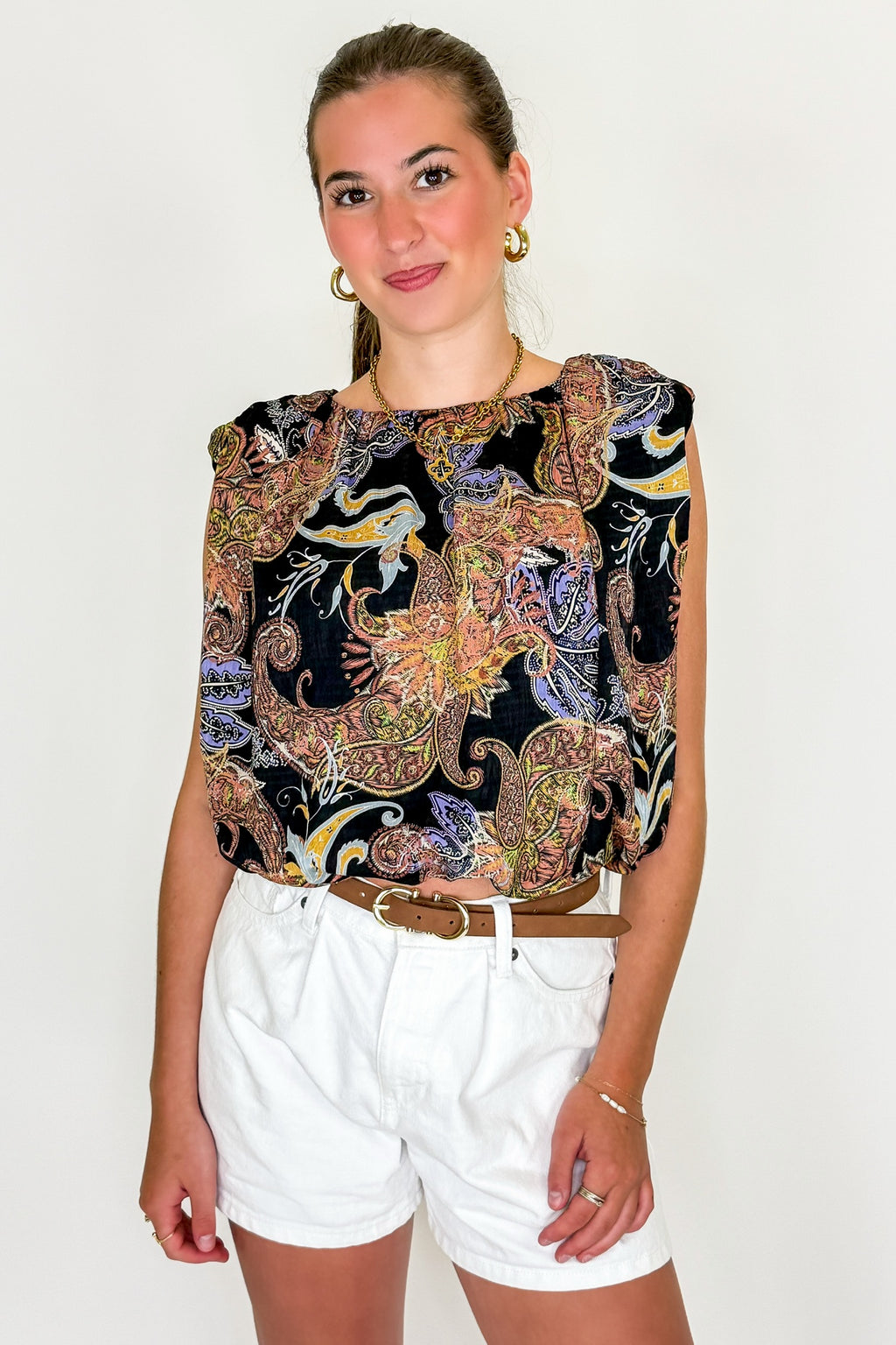 Boho Breeze Paisley Bubble Hem Tank Top - Madison and Mallory