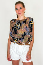Boho Breeze Paisley Bubble Hem Tank Top - Madison and Mallory