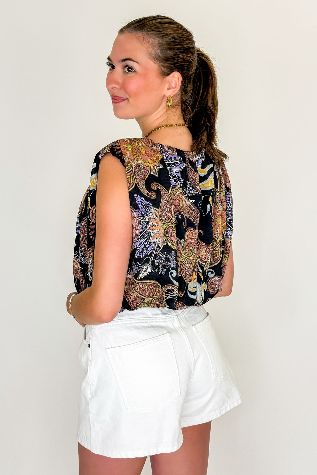 Boho Breeze Paisley Bubble Hem Tank Top - Madison and Mallory