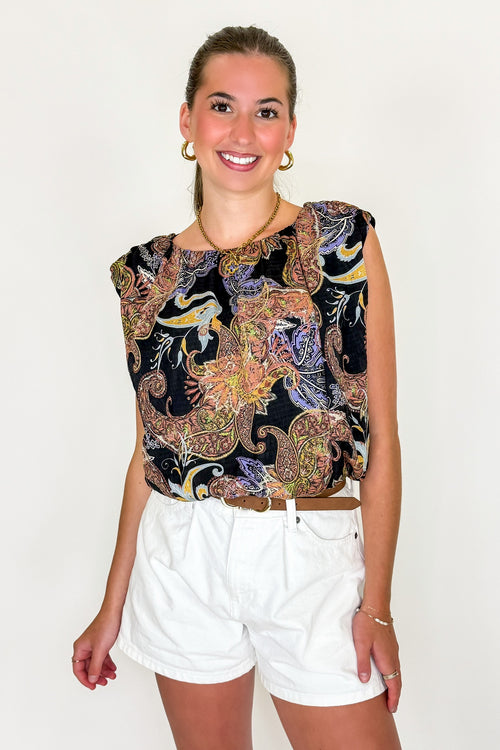 Boho Breeze Paisley Bubble Hem Tank Top - Madison and Mallory