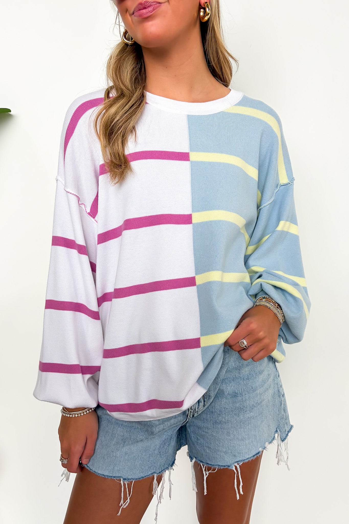 Bold Balance Color Block Striped Sweater