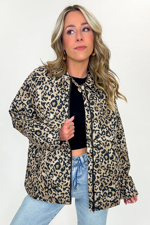 S / Taupe/Black Bold Streak Animal Print Quilted Jacket - FINAL SALE - Madison and Mallory