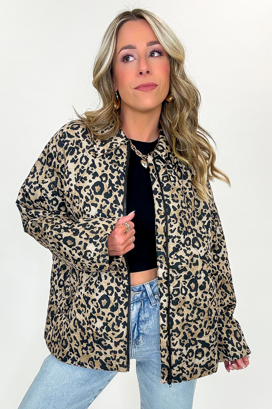 S / Taupe/Black Bold Streak Animal Print Quilted Jacket - Madison and Mallory