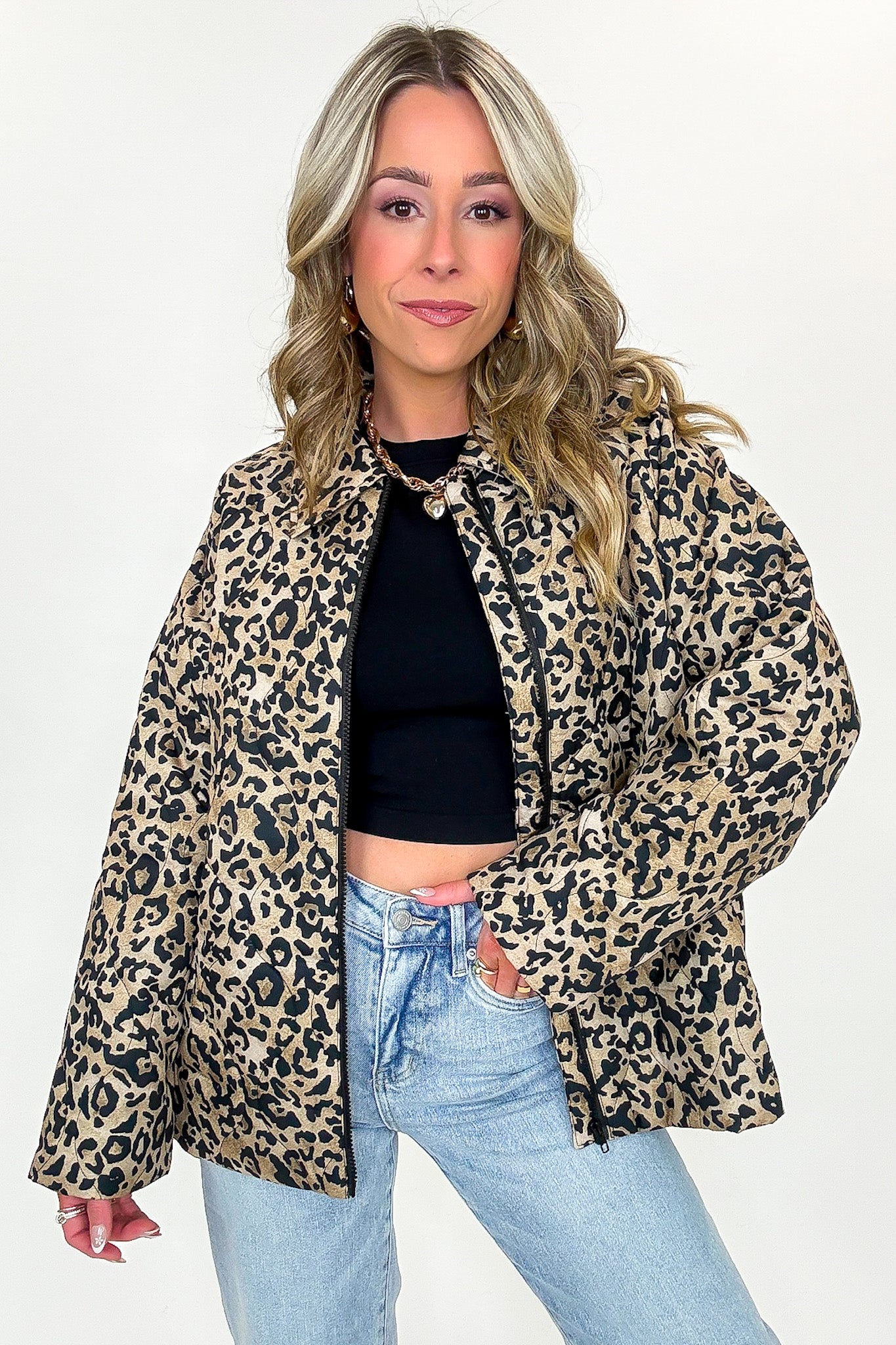 Bold Streak Animal Print Quilted Jacket - Madison and Mallory