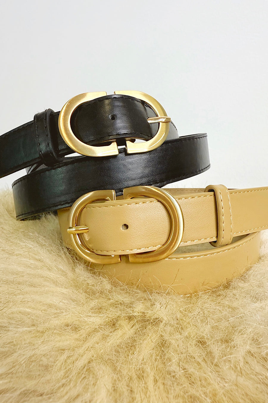 Boldlink Double D Buckle Faux Leather Belt - Madison and Mallory