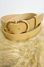 Tan / OS Boldlink Double D Buckle Faux Leather Belt - FINAL SALE - Madison and Mallory