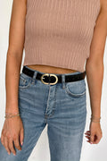 Black / OS Boldlink Double D Buckle Faux Leather Belt - FINAL SALE - Madison and Mallory