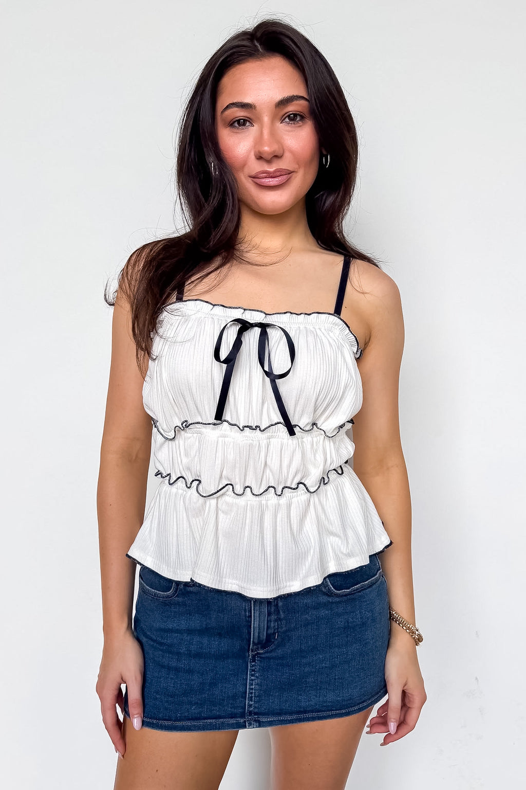 Bowline Beauty Tie Front Tiered Tank Top - Madison and Mallory