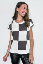 Boxed In Check Knit Top - FINAL SALE - Madison and Mallory