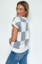 Boxed In Check Knit Top - FINAL SALE - Madison and Mallory