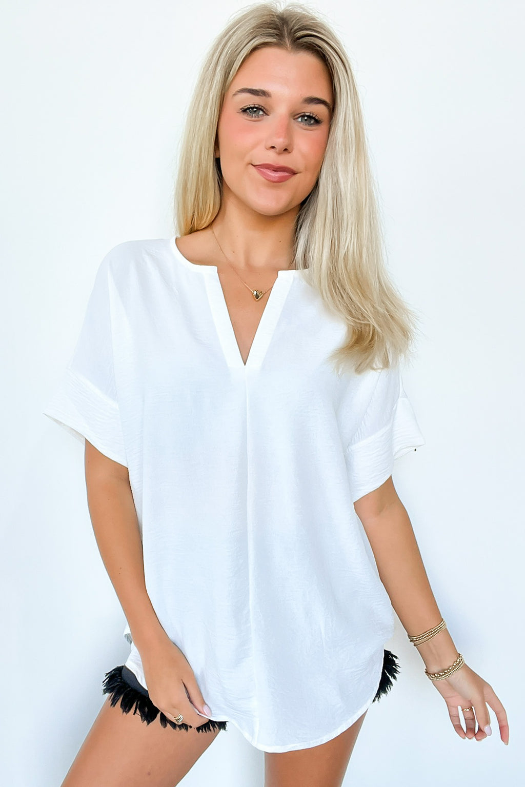  Brayan Split V-Neck Flowy Top - BACK IN STOCK - Madison and Mallory