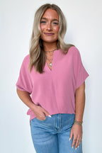 Brayan Split V-Neck Flowy Top - BACK IN STOCK - Madison and Mallory