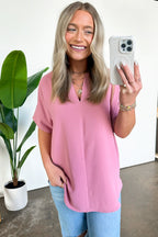 Brayan Split V-Neck Flowy Top - BACK IN STOCK - Madison and Mallory
