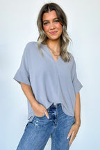  Brayan Split V-Neck Flowy Top - BACK IN STOCK - Madison and Mallory