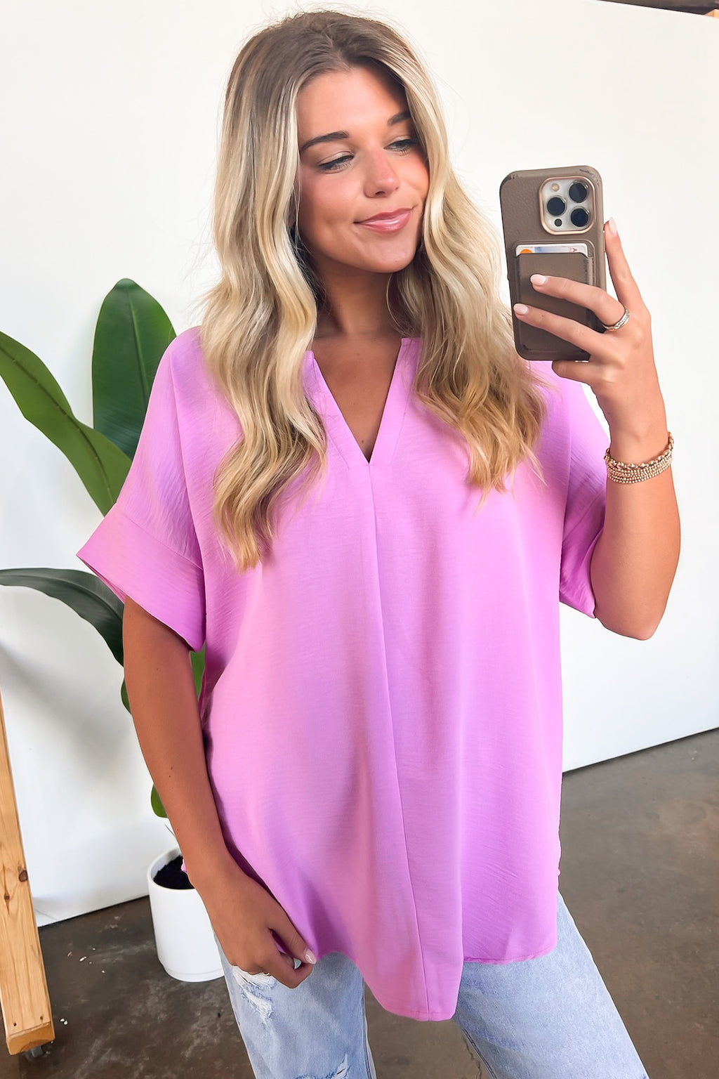  Brayan Split V-Neck Flowy Top - BACK IN STOCK - Madison and Mallory