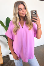  Brayan Split V-Neck Flowy Top - BACK IN STOCK - Madison and Mallory