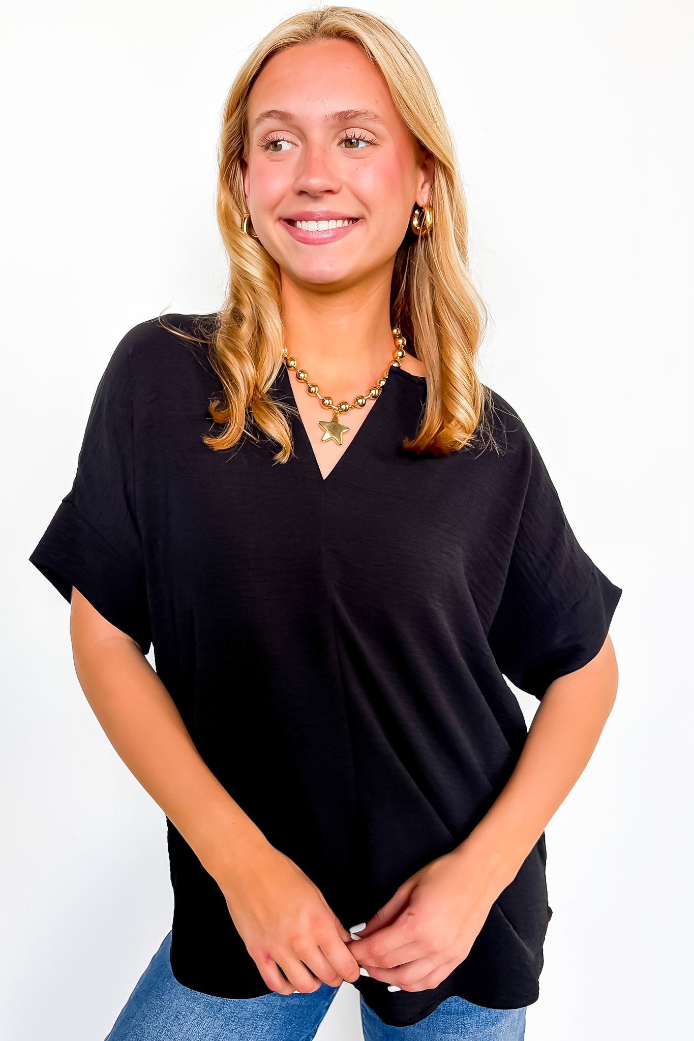 Brayan Split V-Neck Flowy Top - BACK IN STOCK - Madison and Mallory