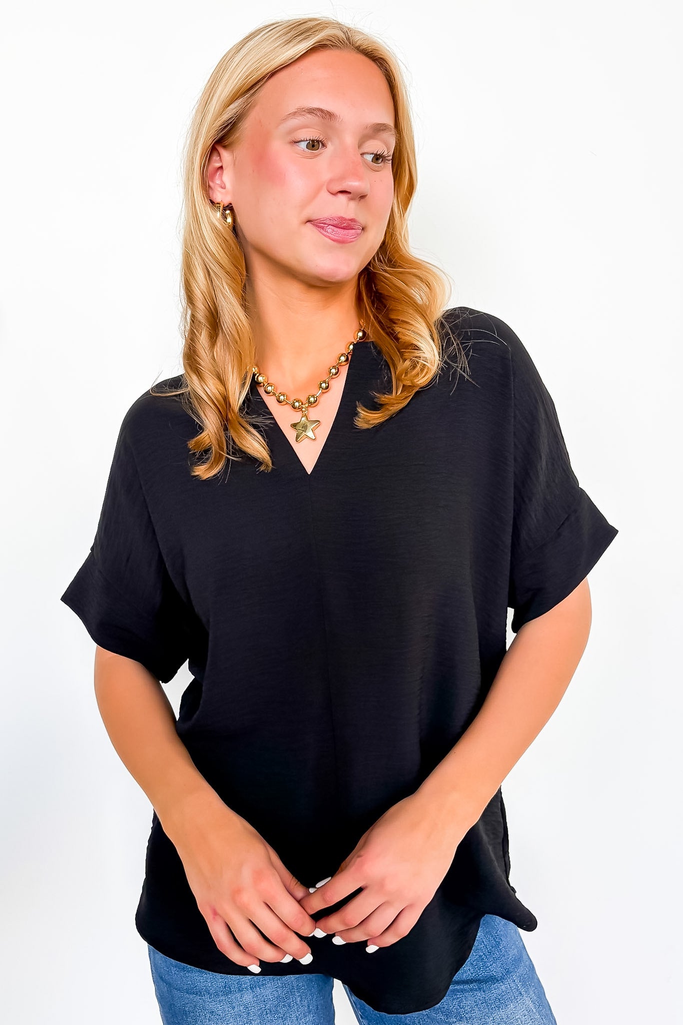 Brayan Split V-Neck Flowy Top - BACK IN STOCK