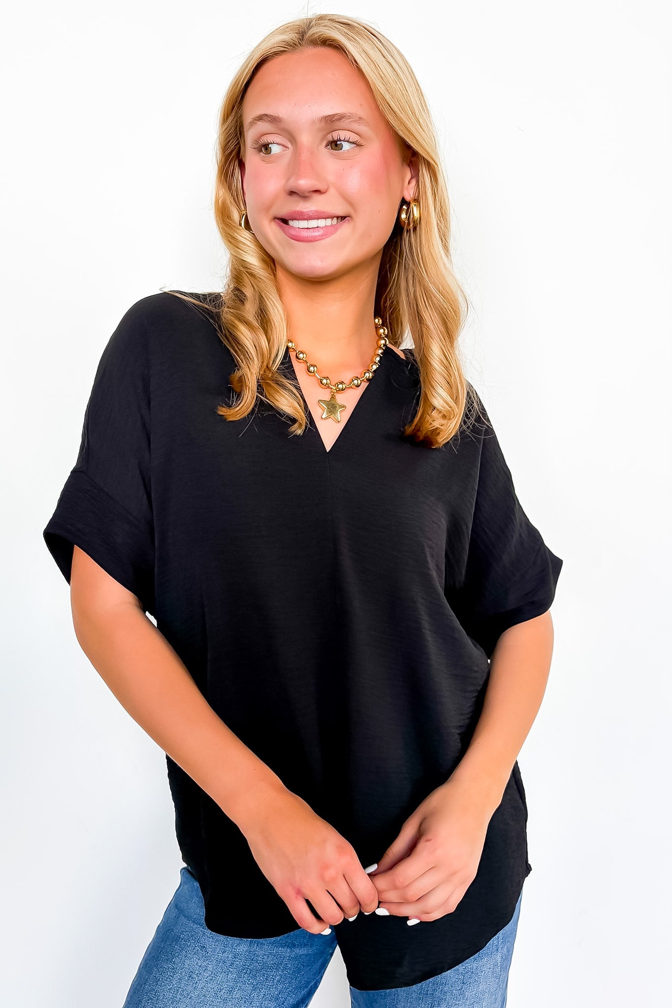 Brayan Split V-Neck Flowy Top - BACK IN STOCK