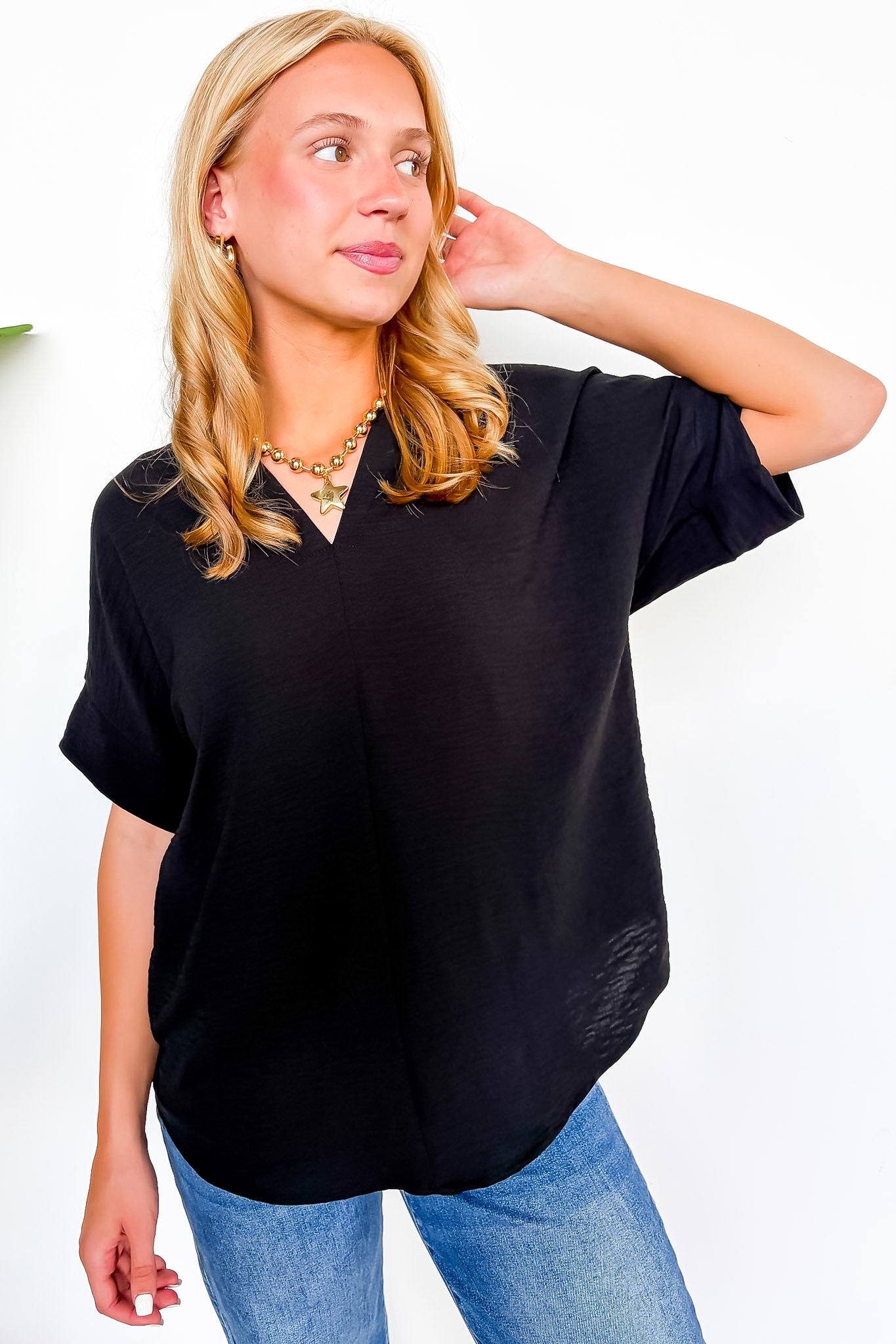 Brayan Split V-Neck Flowy Top - BACK IN STOCK