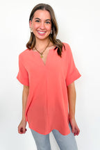 Brayan Split V-Neck Flowy Top - BACK IN STOCK