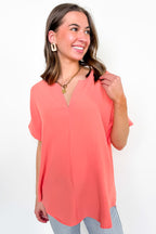 Brayan Split V-Neck Flowy Top - BACK IN STOCK - Madison and Mallory
