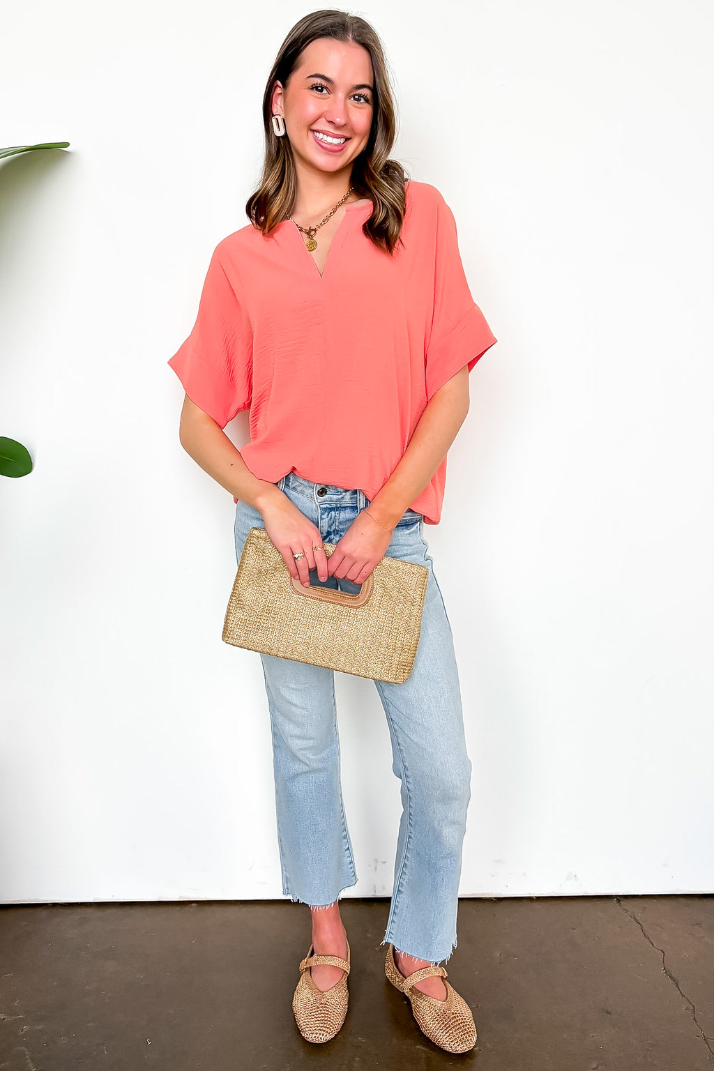 Brayan Split V-Neck Flowy Top - BACK IN STOCK