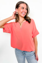 Brayan Split V-Neck Flowy Top - BACK IN STOCK