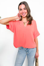 Brayan Split V-Neck Flowy Top - BACK IN STOCK
