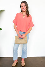 Brayan Split V-Neck Flowy Top - BACK IN STOCK - Madison and Mallory